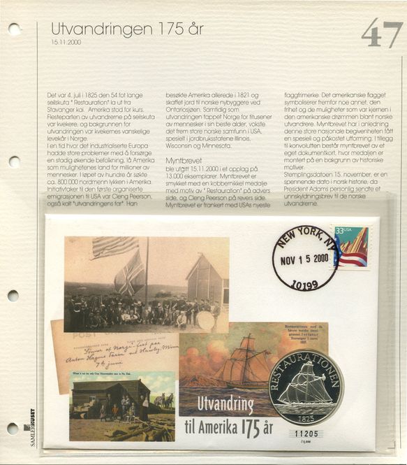 Hovedbilde Samlerhuset nr. 47 - Utvandringen 175 år 