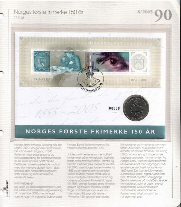 Hovedbilde Samlerhuset Nr 90. - Norges første frimerke 150 ...