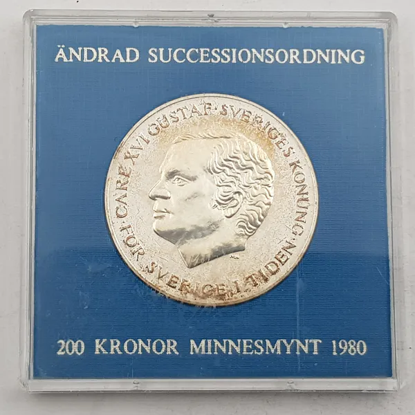 Hovedbilde Sverige: 200 kr minnesmynt fra 1980.