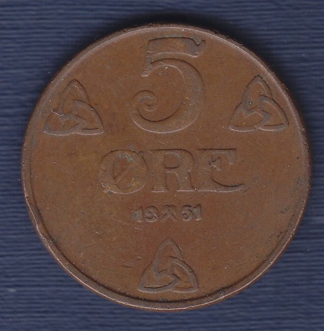 Hovedbilde 5 øre 1951 kv. 1