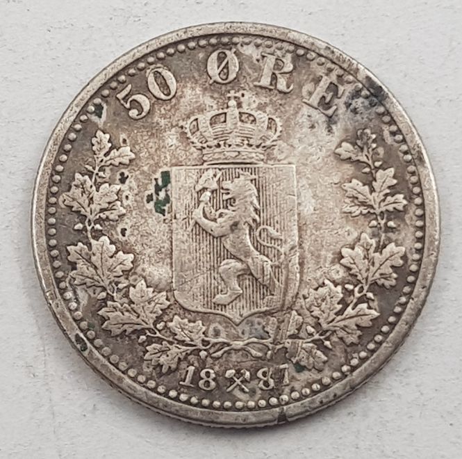 Hovedbilde 50 øre 1887 kv. 1-