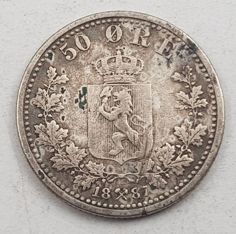 50 øre 1887 kv. 1-