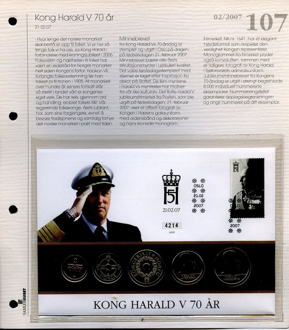 Hovedbilde Samlerhuset Nr 107 - Kong Harald V 70 år 