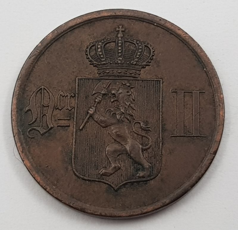 2 øre 1876 kv. 1+/01 (nr. 1)