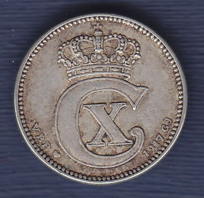 Hovedbilde Danmark: 25 øre 1917 kv. 1/1+