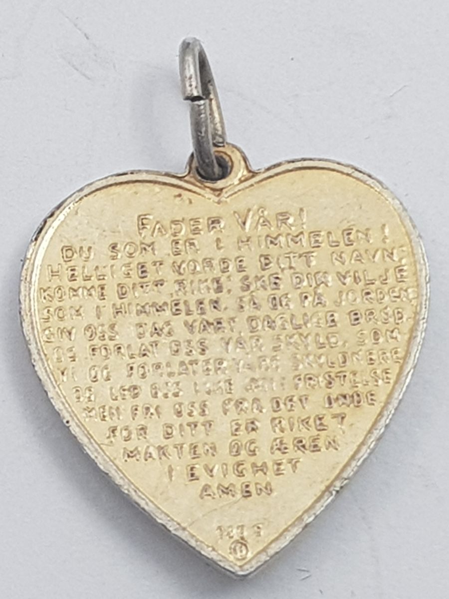 Hjerte i sølv og emalje med Fader Vår