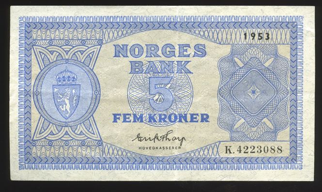 Hovedbilde 5 kr 1953 K.4223088 kv. 1/1+
