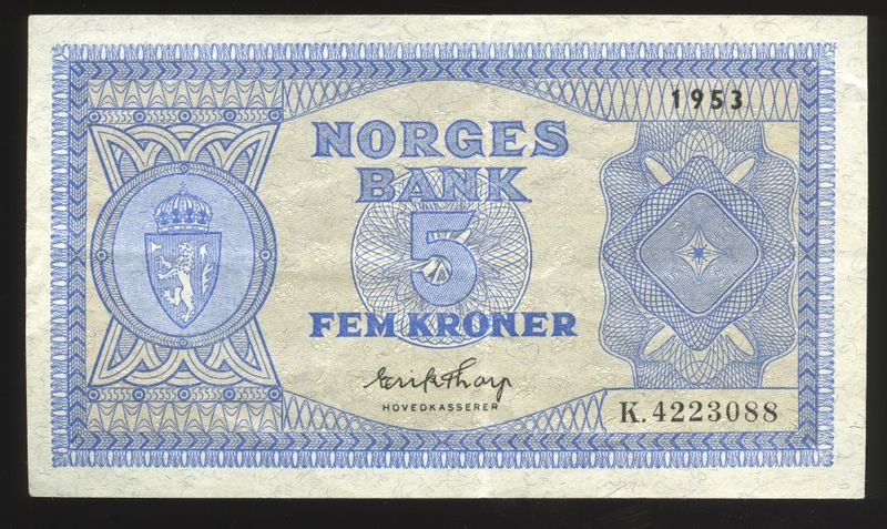 5 kr 1953 K.4223088 kv. 1/1+
