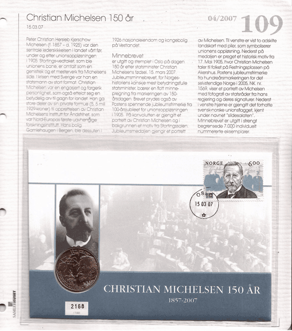 Hovedbilde Samlerhuset Nr 109. - Christian Michelsen 150 år. ...