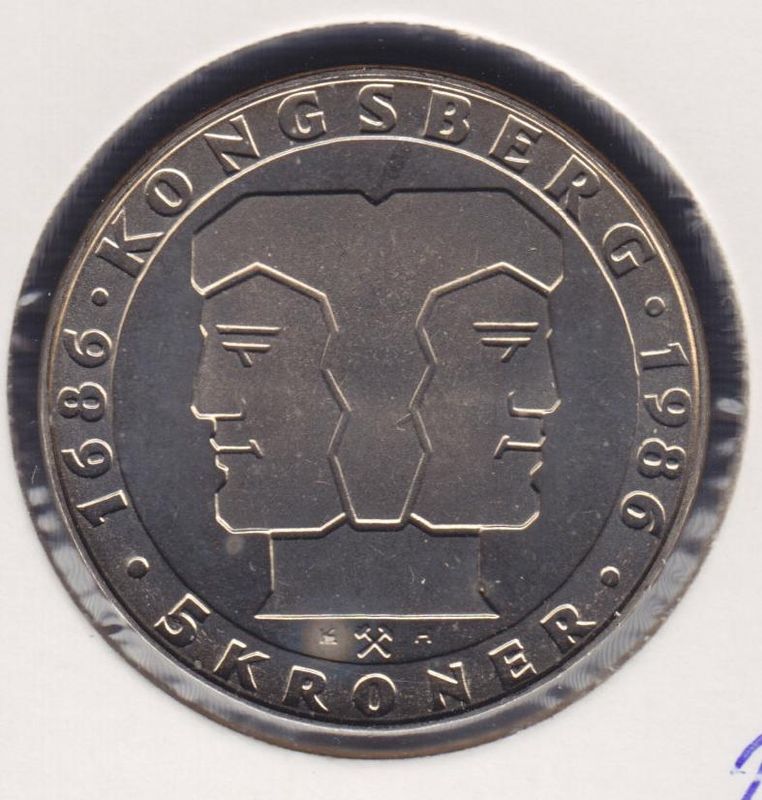 5 kr 1986 kv. 0  DKM 300 år.