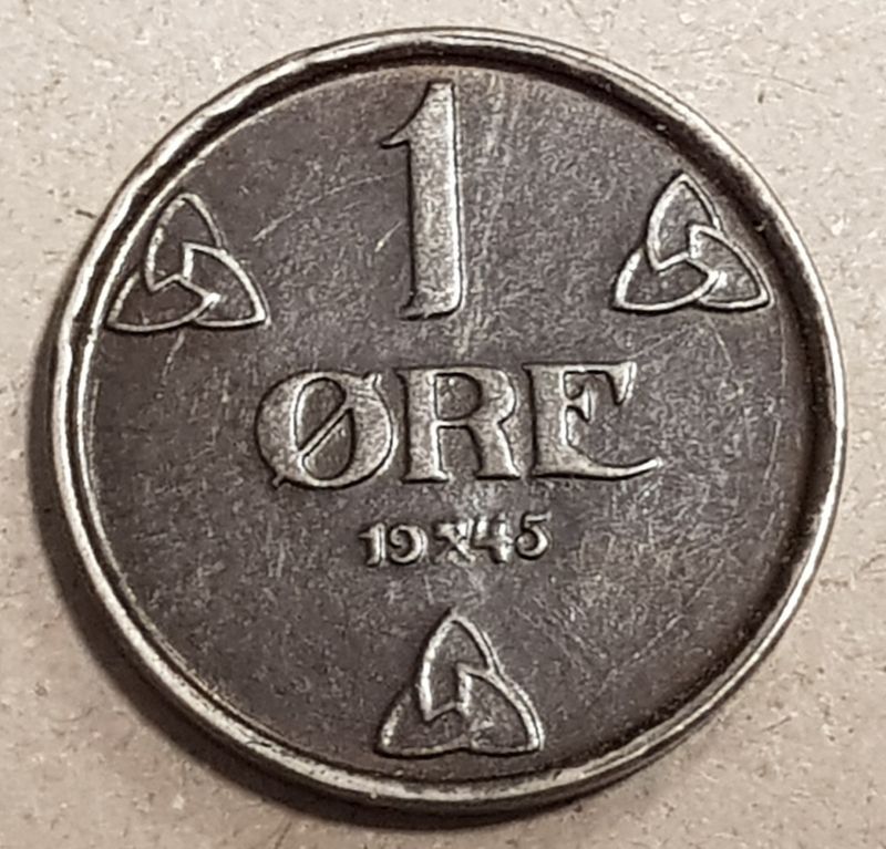 1 øre 1945 j. kv. 1+/01